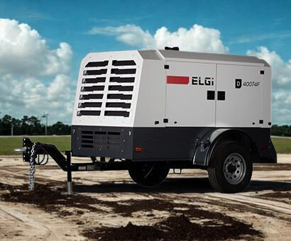 ELGi towable portable air compressor on site, sold by A3 Mechanic in Apopka, FL