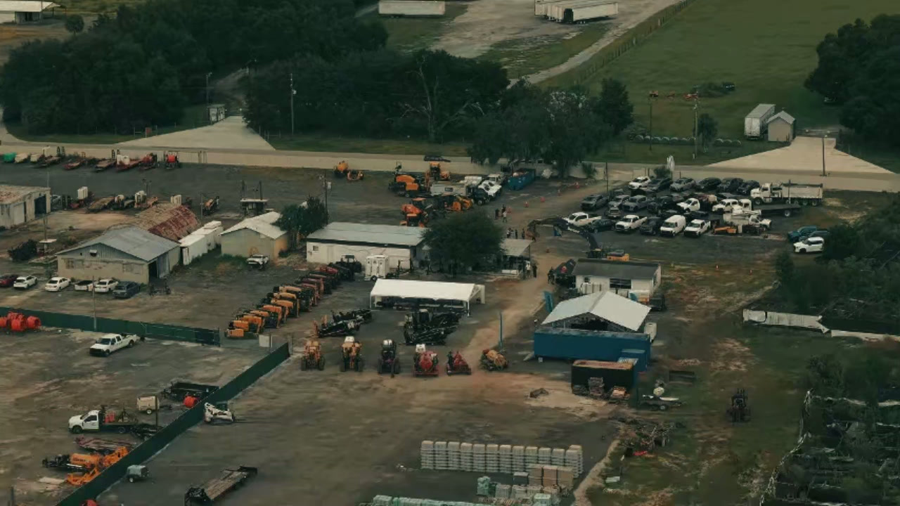 Aerial view of the equipment yard and shop buildings at A3 Mechanic in Apopka, FL